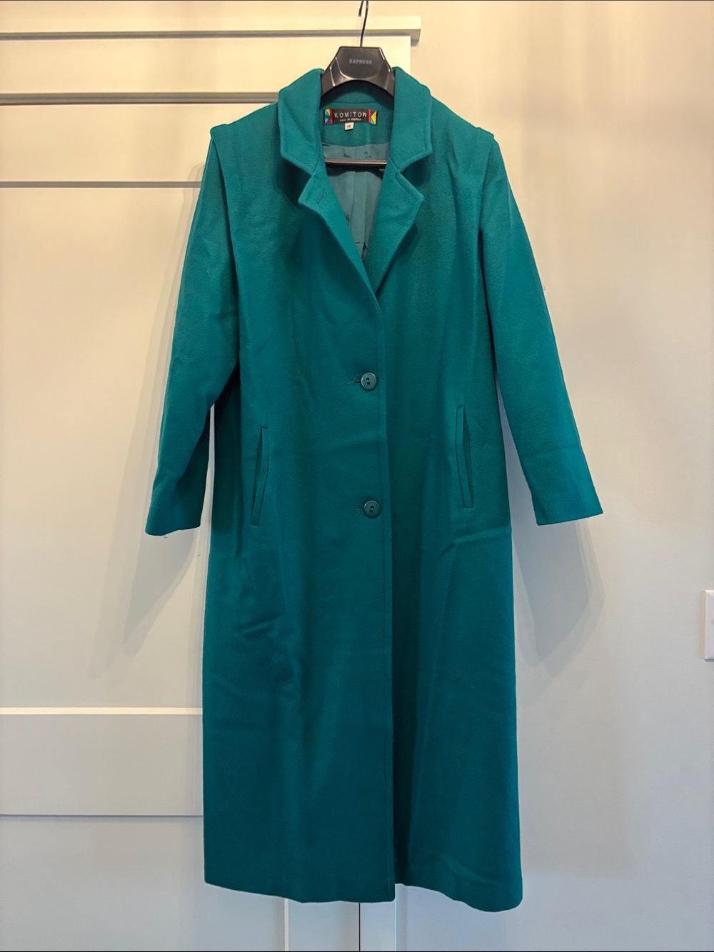 Komitor Teal Long Sleeve Coat Dress